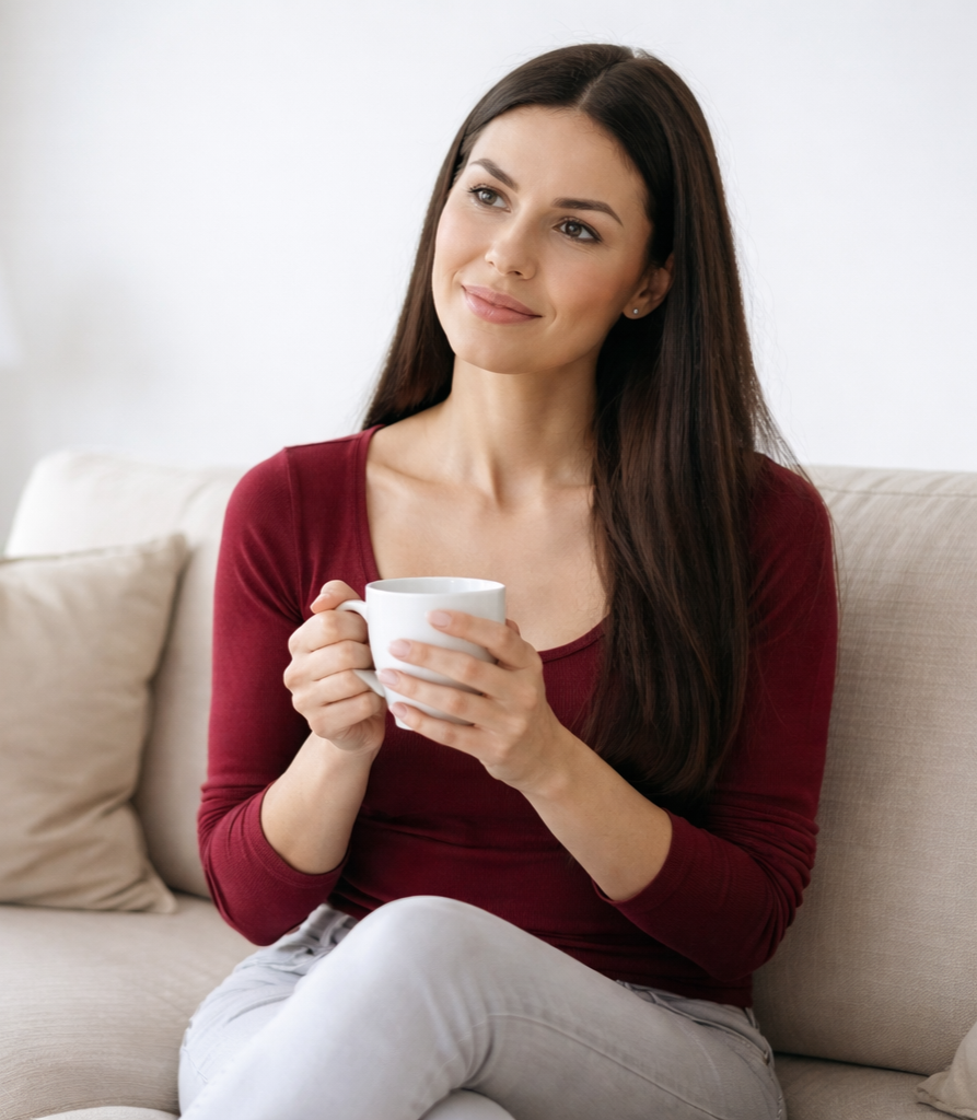 A content woman discusses individual therapy at Brickel & Associates
